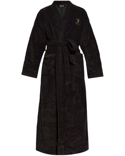 Balenciaga Manteau croisé à logo brodé - Noir