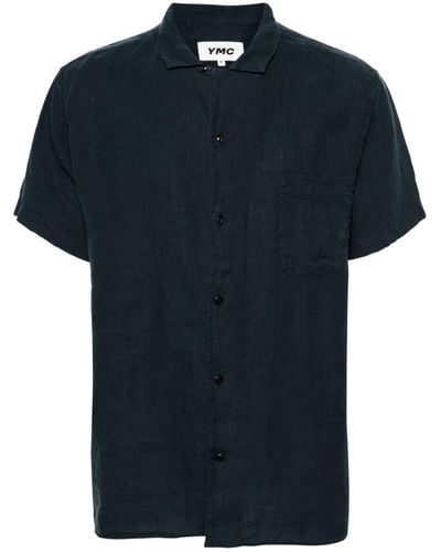 YMC Malick Short-sleeve Linen Shirt - Blue