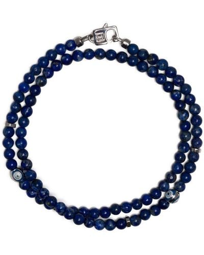 Tateossian Versilberte Halskette mit Perlen - Blau