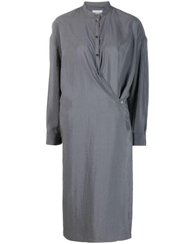 Lemaire Twisted Officer-collar Shirtdress - Grey
