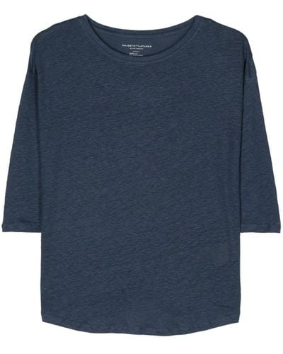 Majestic Filatures T-Shirt mit U-Boot-Ausschnitt - Blau