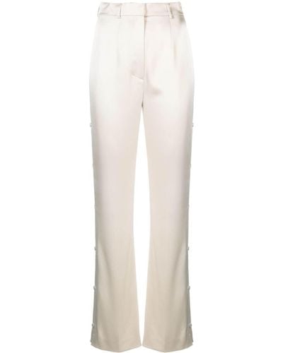 Nanushka Felina Side-button Satin Trousers - White