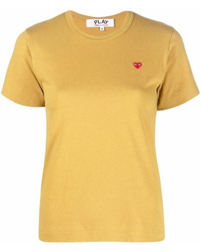 COMME DES GARÇONS PLAY Cotton Embroidered-logo T-shirt - Yellow