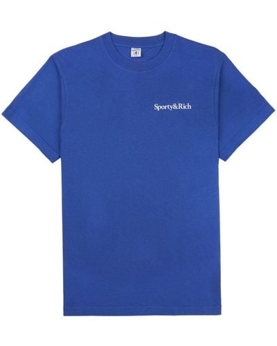 Sporty & Rich Slogan-print Cotton T-shirt - Blue