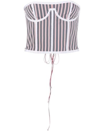 Thom Browne Striped Corset-style Top - White