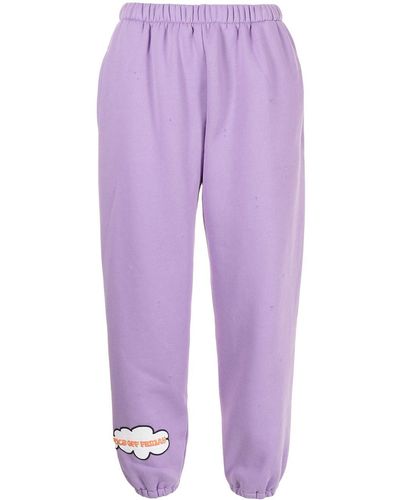 Natasha Zinko Slogan-patch Track Pants - Purple