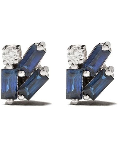 Suzanne Kalan 18kt White Gold Sapphire And Diamond Stud Earrings - Multicolor