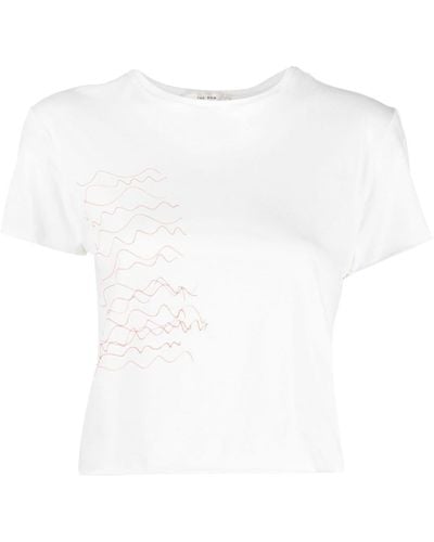 The Row T-shirt crop à imprimé graphique - Blanc