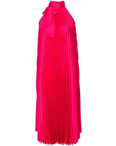 Liu Jo Pleated Satin Midi Dress - Red