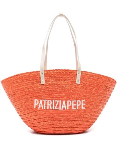 Patrizia Pepe Logo-embroidered Shoulder Bag - Orange