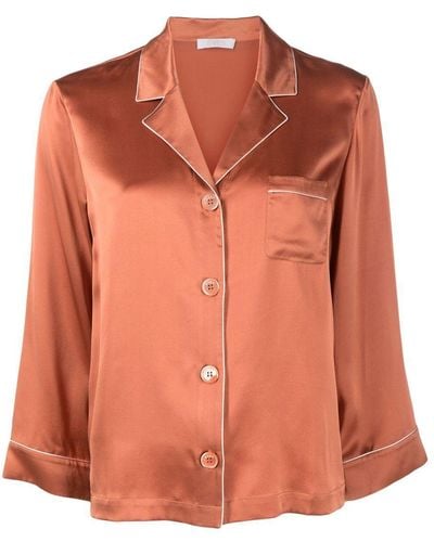 Eres Silk Pajama Top - Orange