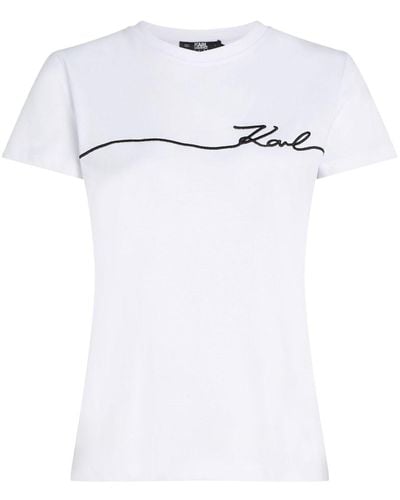 Karl Lagerfeld T-Shirt mit Logo-Stickerei - Weiß
