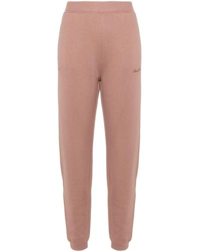 Max Mara Oncia Logo-embroidered Cotton Blend Track Trousers - Pink