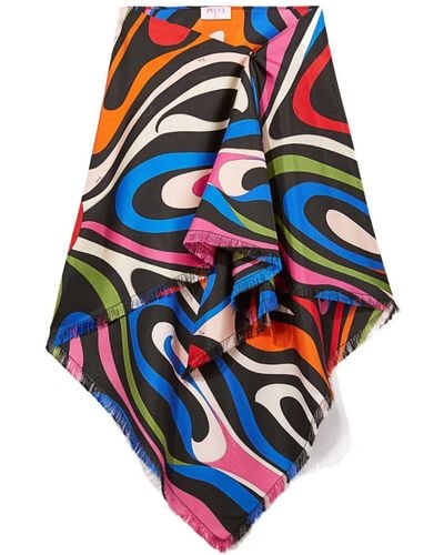 Emilio Pucci Marmo-print Silk Sarong Skirt - Blue