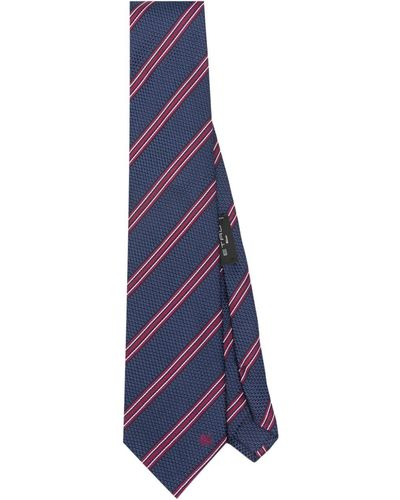Etro Stripe-pattern Silk Tie - Blue