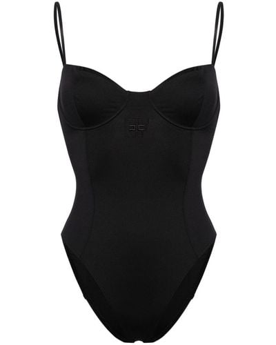 Elisabetta Franchi Logo-embroidered Bustier Swimsuit - Black