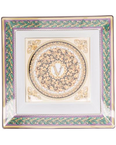 Versace Cendrier à motif Barocco Mosaic - Blanc
