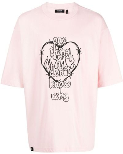 FIVE CM Graphic-print Cotton T-shirt - Pink