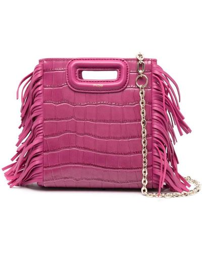 Maje Borsa tote mini con stampa coccodrillo - Rosa