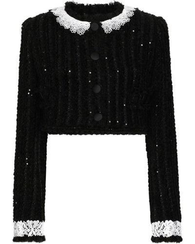 Dolce & Gabbana スパンコール クロップドジャケット - ブラック