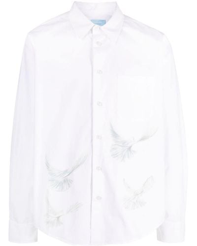 3.PARADIS Bird-print Cotton Shirt - White