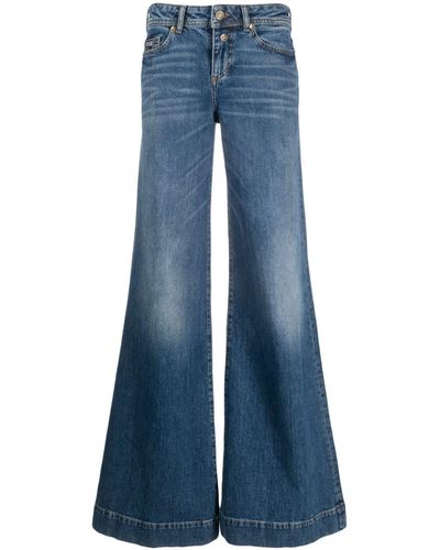 Versace Jeans Couture Vaqueros anchos de talle bajo - Azul