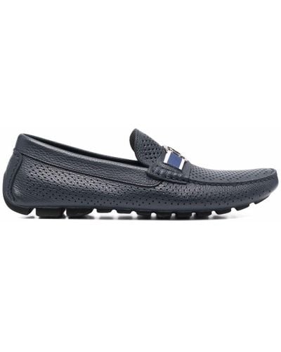 Casadei Perforated Leather Loafers - Blue