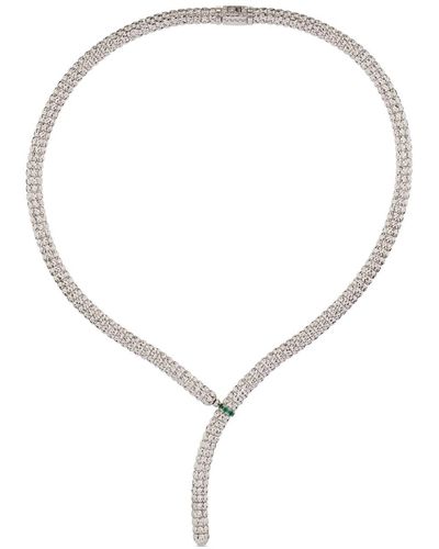 Officina Bernardi 18kt White Gold Enigma Y Emerald And Diamond Necklace - Natural