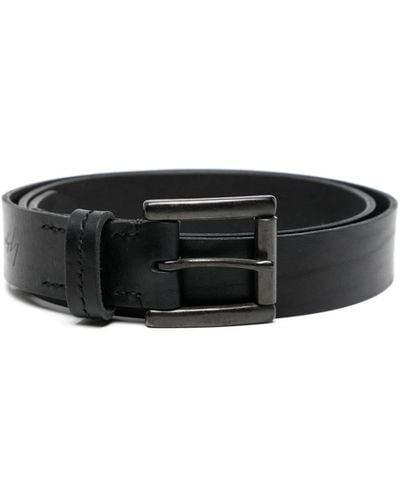 Yohji Yamamoto Logo-debossed Leather Belt - Black