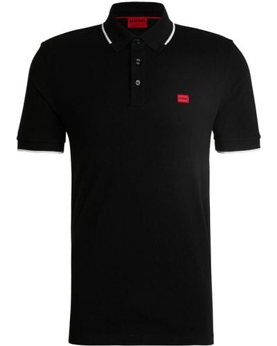 HUGO Logo-patch polo shirt - Noir