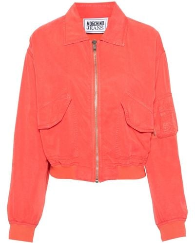 Moschino Jeans Veste bomber à poches multiples - Rouge