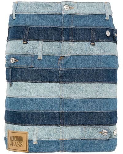 Moschino Jeans Paneled Denim Mini Skirt - Blue