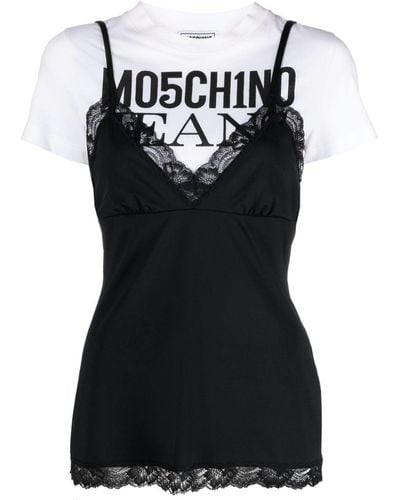 Moschino Jeans Logo-print Layered T-shirt - Black