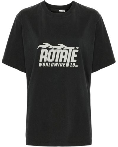 ROTATE BIRGER CHRISTENSEN T-shirt à logo Enzyme imprimé - Noir