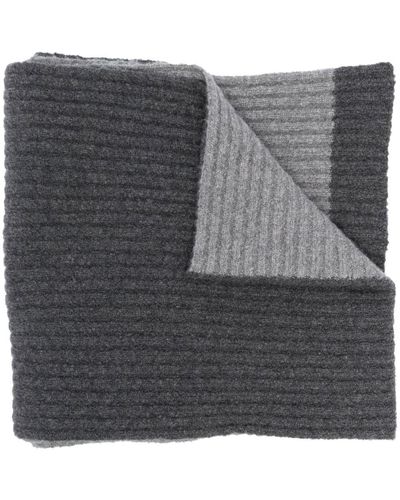 Balmain Two-tone Ribbed Knit Scarf - Grey