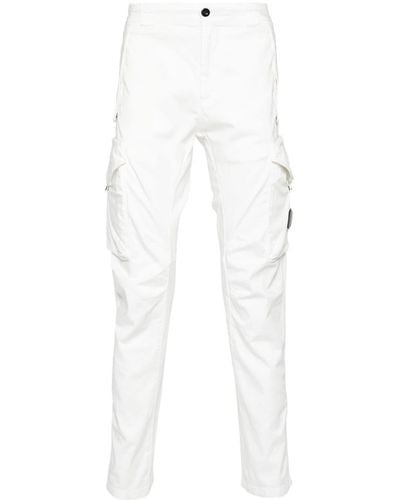 C.P. Company Tapered Leg Cargo Trousers - White