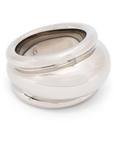 Saint Laurent Silberfarbener Ring - Weiß