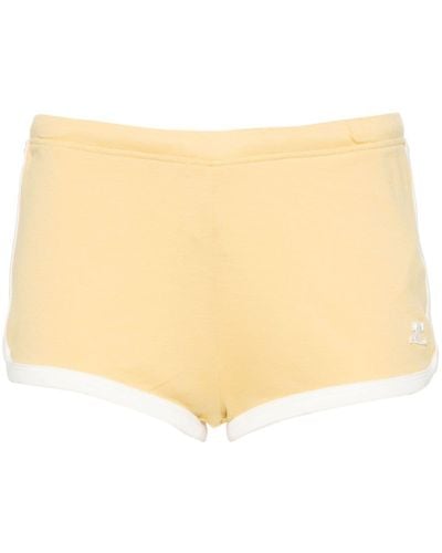 Courreges Contrast Cotton Mini Shorts - Natural