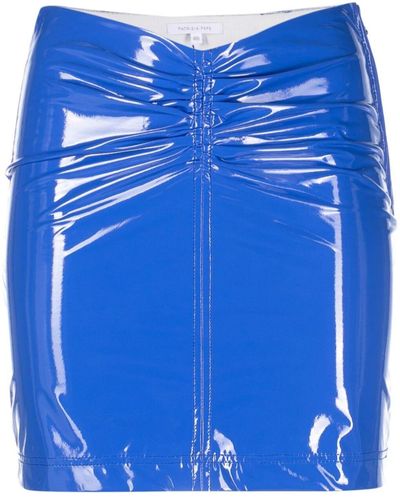 Patrizia Pepe High-shine Gathered-detail Skirt - Blue