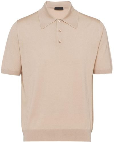 Prada Short-sleeve Wool Polo Shirt - Natural