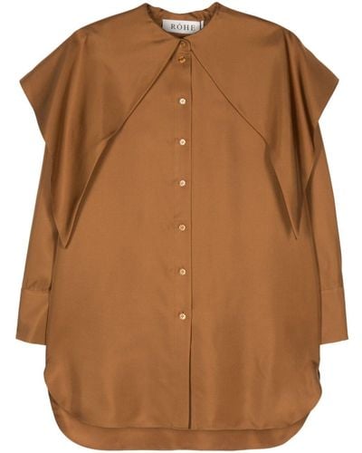 Rohe Layered-detail Silk Shirt - Brown