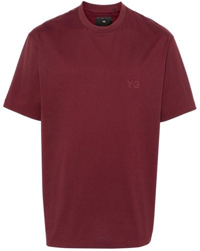 Y-3 Logo-rubberised Cotton T-shirt - Red