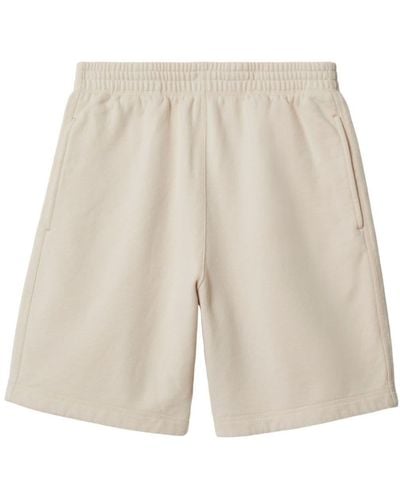 Burberry Ekd-embroidered Cotton Track Shorts - Natural