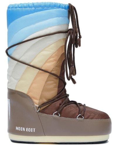 Moon Boot Logo Rainbow-print Snow Boots - Brown