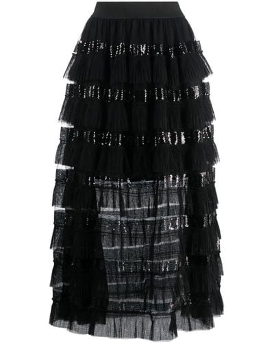 Maje Ruffled Maxi Skirt - Black
