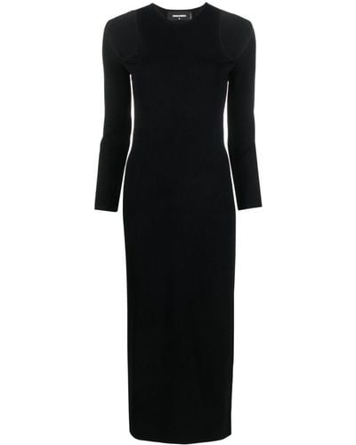 DSquared² Cut-out Ribbed-knit Midi Dress - Black
