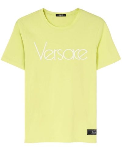 Versace T-shirt Met Logoprint - Geel
