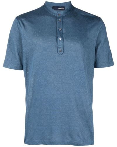 Lardini Linnen Poloshirt - Blauw