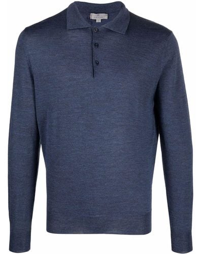 Canali Gestricktes Sweatshirt mit Knöpfen - Blau