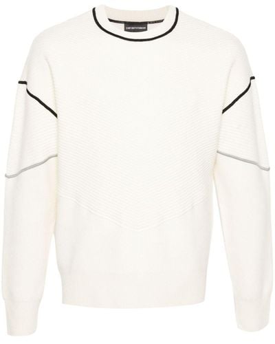 Emporio Armani Ribbed-detail Knit Sweater - White
